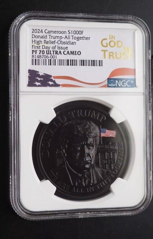 Read more about the article 2024 CAMEROON PROOF SILVER OBSIDIAN DONALD TRUMP NGC PF70 HR!