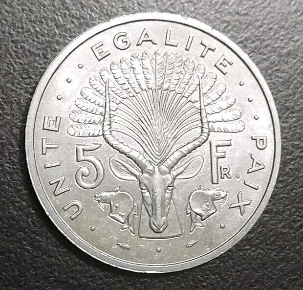 Read more about the article 1991 Djibouti 5 Francs UNC Aluminum Coin Giant Eland With Headress KM 22