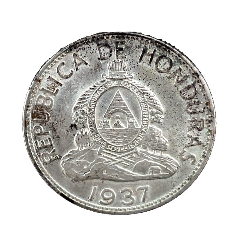 Read more about the article HONDURAS 1937 UN LEMPIRA  Lencas Leader  0.900 SILVER COIN #1 UNC. KM#75