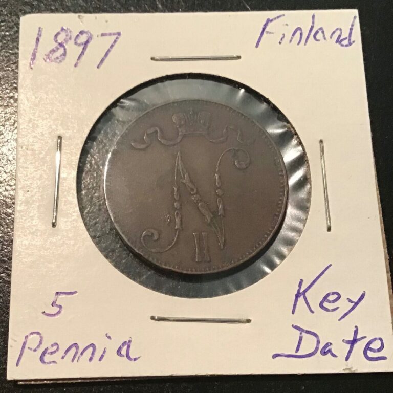 Read more about the article 1897 KEY Date Finland 5 Pennia / Penniä ~ LOW Mintage: 590k. Ships Free!