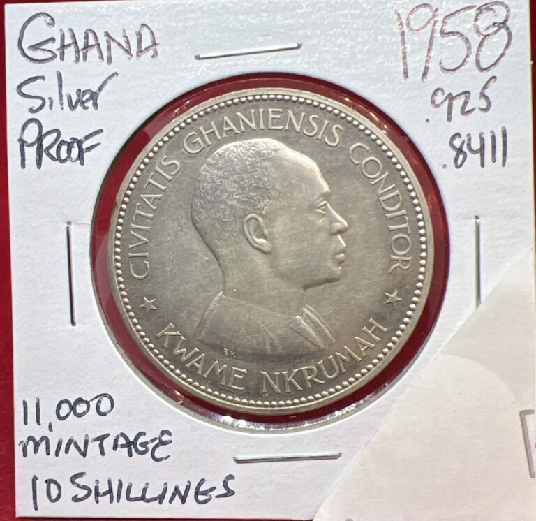 Read more about the article 1958 Ghana Proof 10 Shillings Silver Coin Low Mintage UNC Toned #C