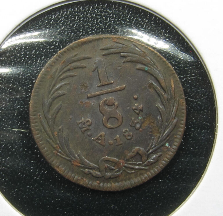 Read more about the article 1834 Mo A Mexico 1/8 Real Federal Coinage Mexico City Copper Octavo KM#333