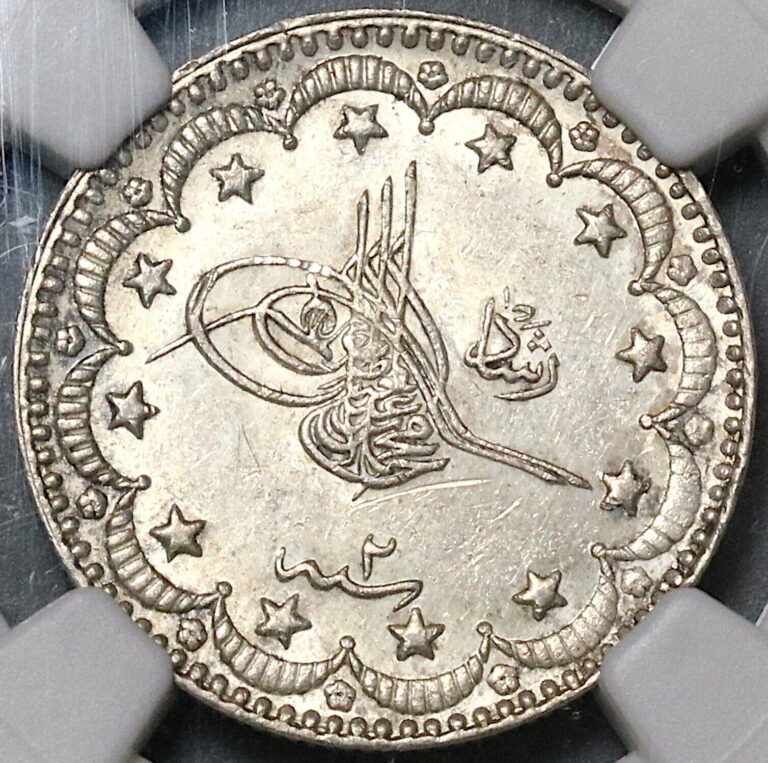 Read more about the article 1910 NGC UNC Edirne Turkey 5 Kurush Mint Visit Silver 1327//2 Coin (22031802D)