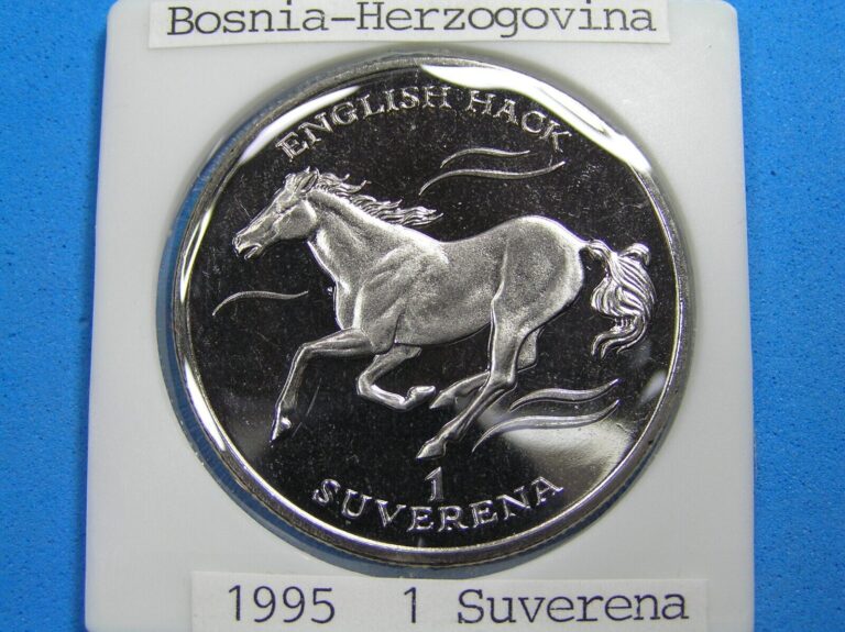 Read more about the article Bosnia Herzegovina 1 Suverena Coin  1995 BU English Hack Horse  28.5 gr 38.8 mm