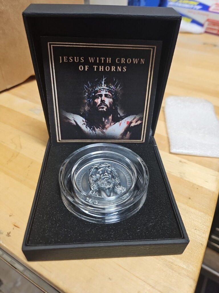 Read more about the article 2024 Cameroon Jesus With Crown of Thorns UHR 1 oz Silver Coin 999 Mintagelot