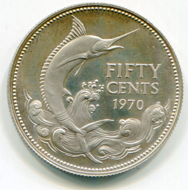 Read more about the article Bahamas 50 Cents 1970 silver proof (impaired) KM-7 .2667 ASW    lotoct6173