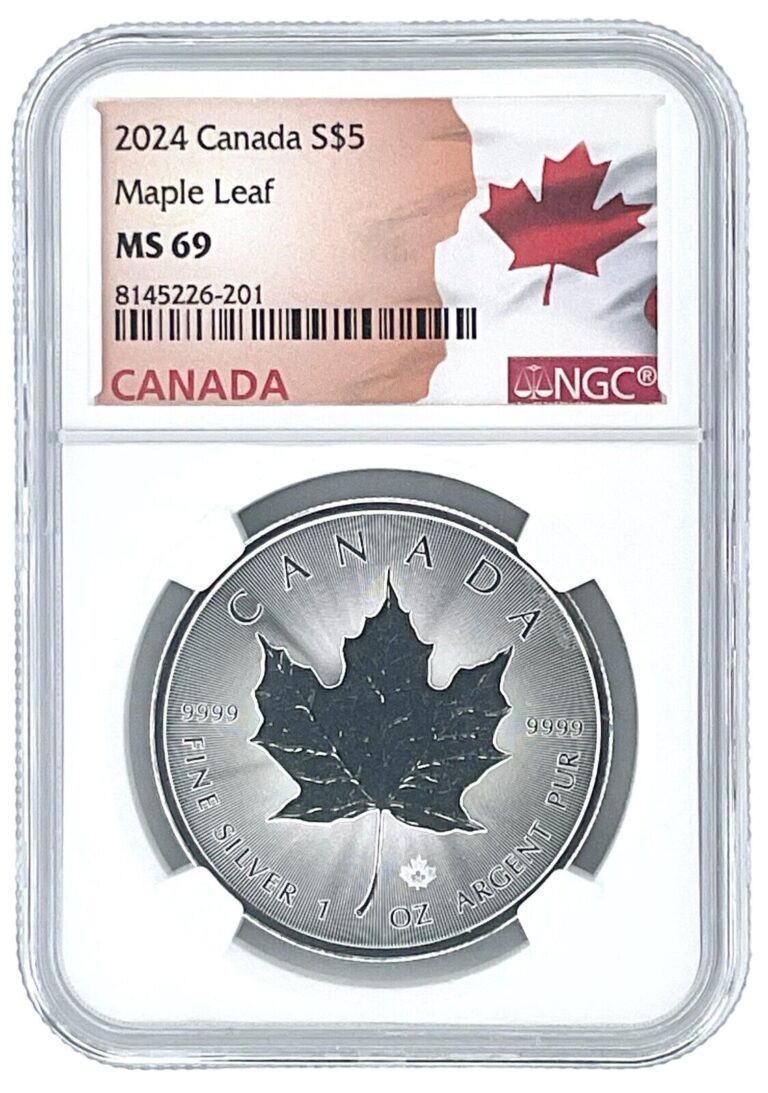 Read more about the article 2024 Canada 1oz Silver Maple Leaf NGC MS69 – Flag Label