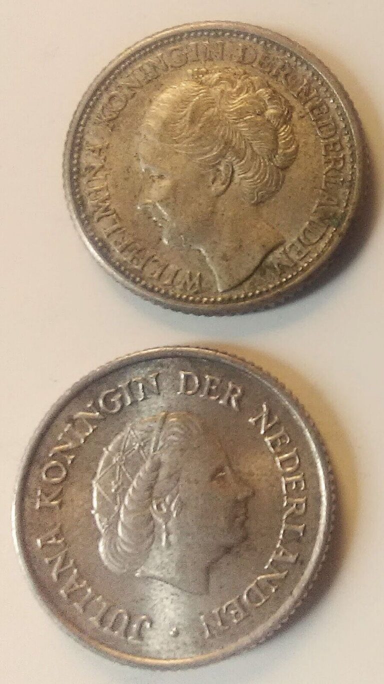 Read more about the article Netherlands and Antilles: 1941 25-Cents  1954 1/4 Gulden — Nice Silver Pair.