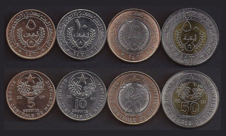 Read more about the article MAURITANIA COMPLETE COIN SET 5+ 10+20+50 Ouguiya 2009-2010 UNC LOT of 4 COINS