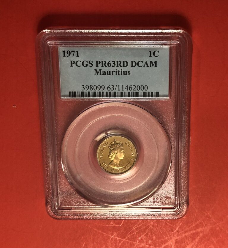 Read more about the article MAURITIUS-1971-1 CENT COIN GRADED BY PCGS PF 63 RED DCAM.