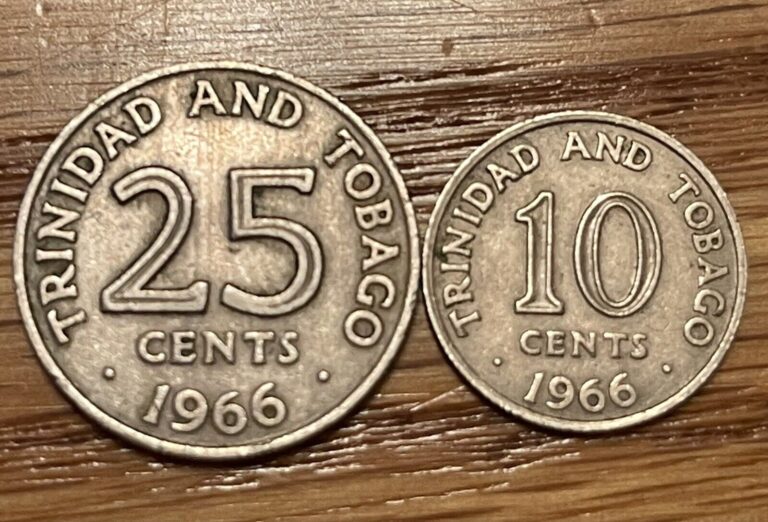 Read more about the article Lot of 2 Trinidad and Tobago Coins  10 and 25 Cents  1966  High Grade