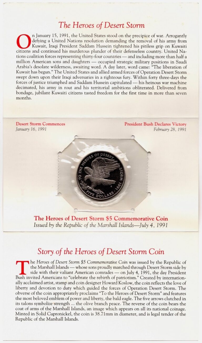 Read more about the article 1991 Heroes of Desert Storm Commemorative $5 Coin Marshall Islands