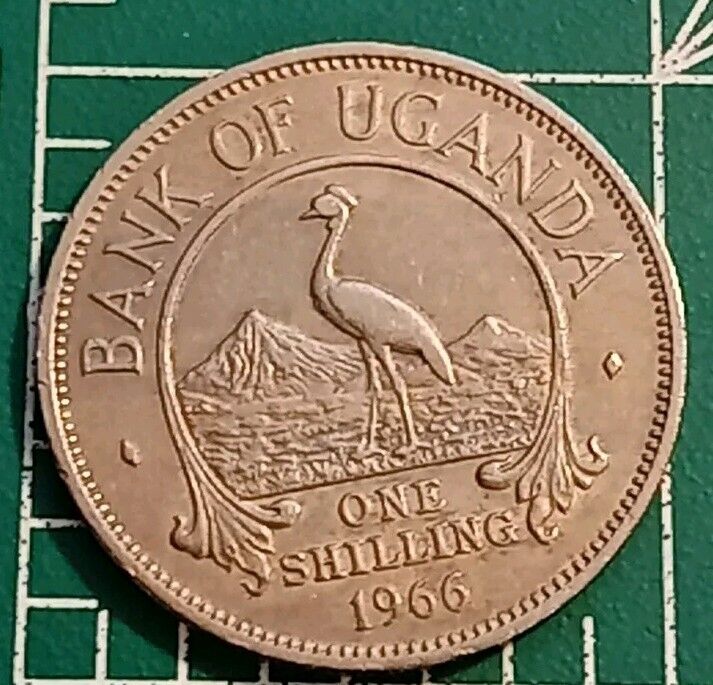 Read more about the article Uganda 1 Shilling Coin 1966 Grey Crowned Crane KM5