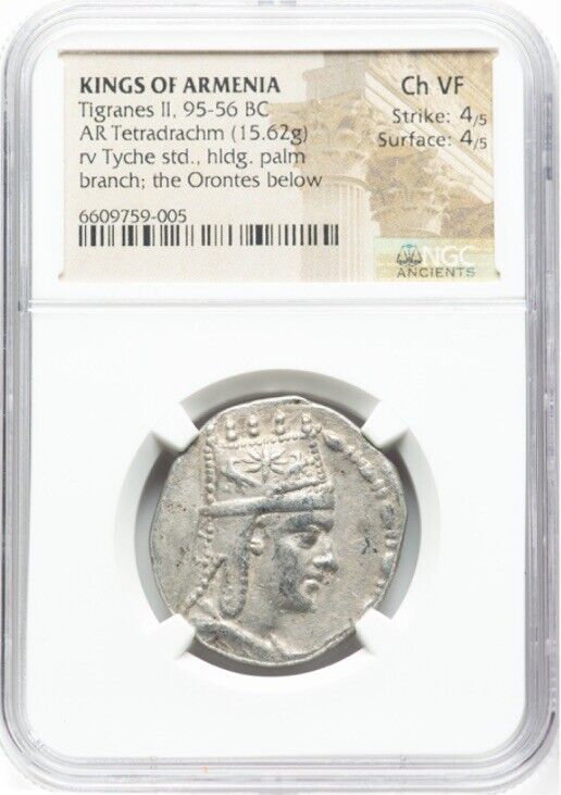 Read more about the article Tigranes II 95-56 BC Tetradrachm Kings of Armenia Armenian Silver Coin NGC Ch VF