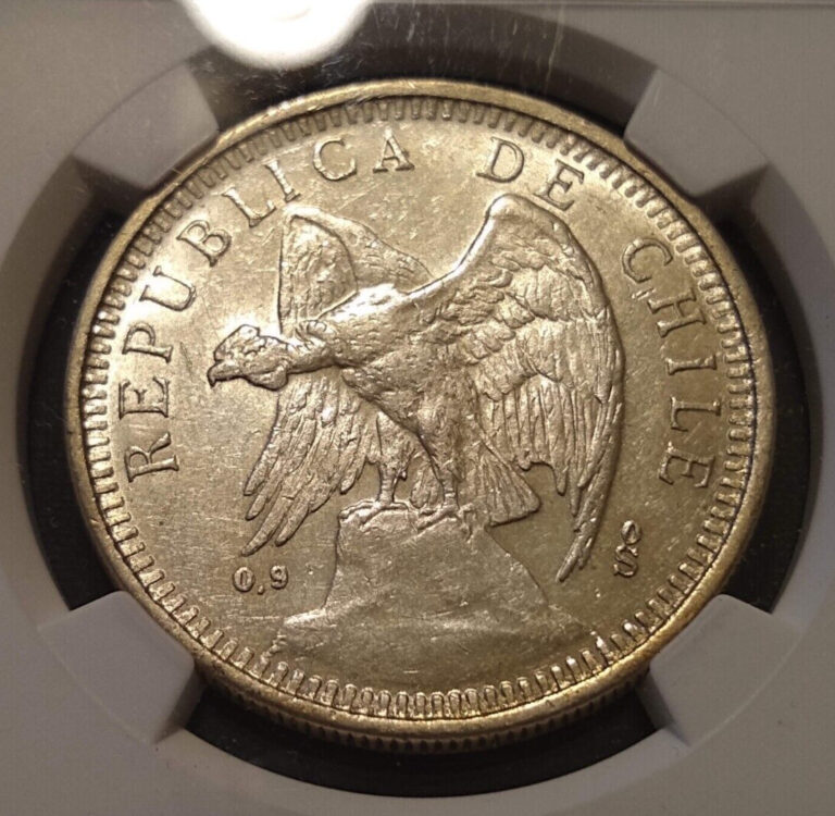 Read more about the article 1927 chile 5 peso ngc ms61 uncirculated condor world crown reales dollar coin