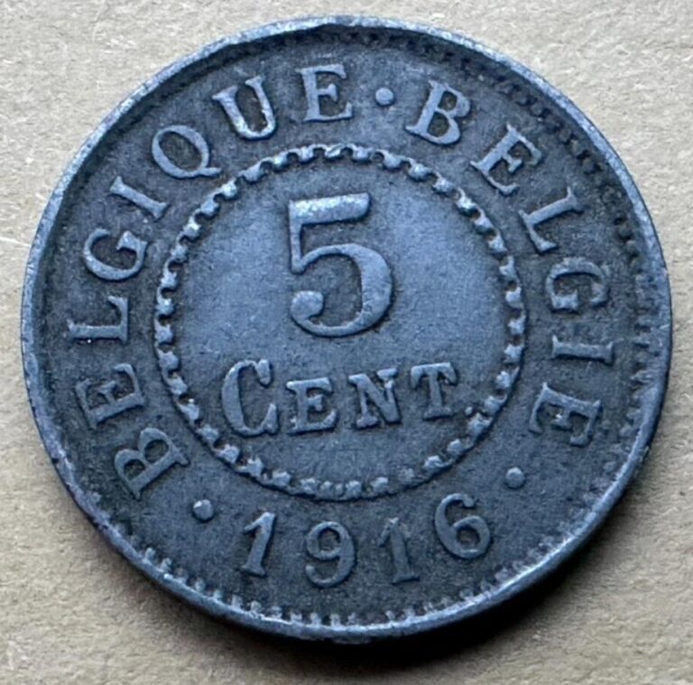 Read more about the article 1916 Belgium 5 Centimes Coin  XF German Occupation Coinage    #W84