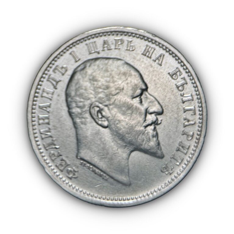 Read more about the article BULGARIA. 1910  1 Lev  Silver –  Ferdinand I King of Bulgarians  Wreath