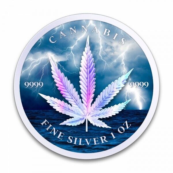 Read more about the article 2024 1 oz Chad Cannabis Holographic Storm  Silver Coin