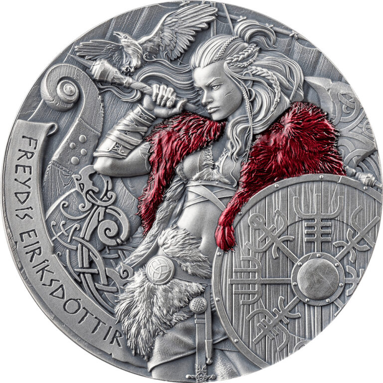 Read more about the article 2024 Cameroon 2 oz Antiqued Silver Way to Valhalla: Freydis Eiriksdottir