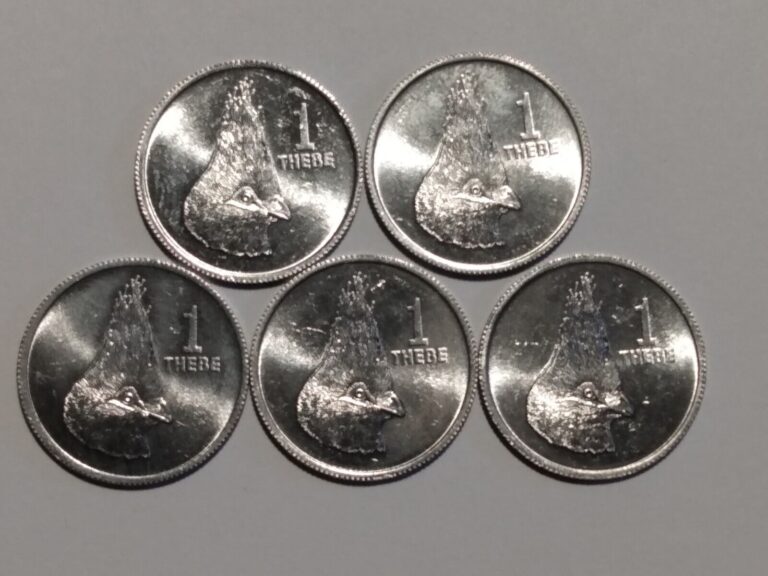 Read more about the article 1976 BOTSWANA 1 THEBE ALUMINUM (5 COINS) TURACO BIRD