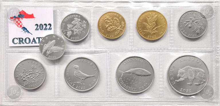 Read more about the article CROATIA / KUNE Set 2022 – 9 Coins (1  2   5  10  20  50 Lipa + 1  2  5 KUNA) UNC