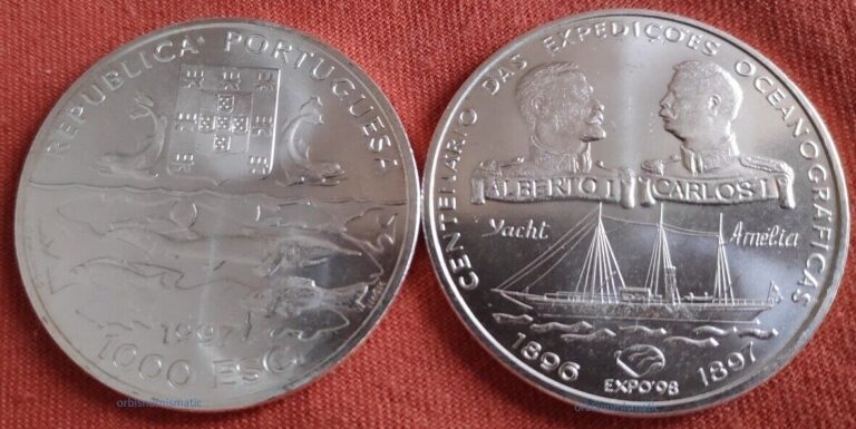 Read more about the article 1997 PORTUGAL 1000 ESCUDOS SILVER OCEANOGRAPHIC EXPEDITIONS 100 YEARS COIN G295