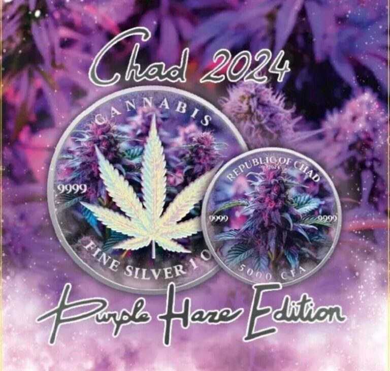 Read more about the article 2024 Chad Purple Haze Edition BU .999 Silver Coin