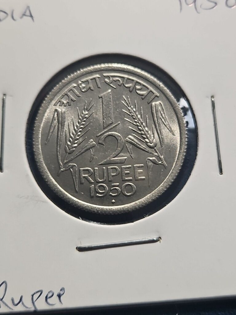 Read more about the article 1950 India 1/2 Rupee Bombay Mint