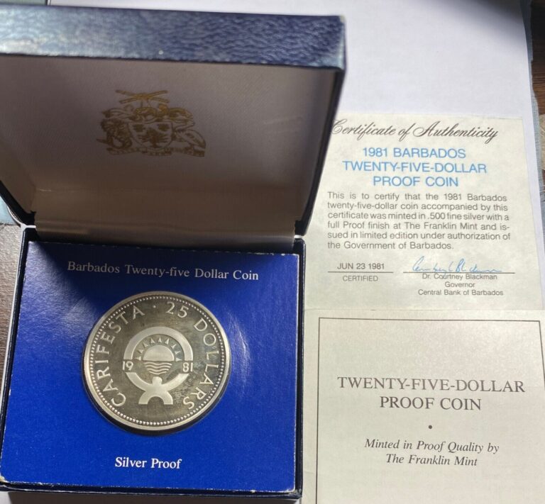 Read more about the article 1981 Barbados Silver Proof 25 Dollars  Caribbean Festival of Arts~1008 Minted