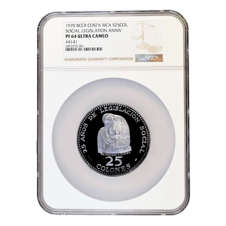 Read more about the article Costa Rica 25 Colones 1970 Commemorative NGC PF 64 Ultra Cameo — Vibrant Luster