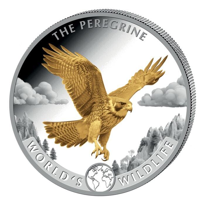 Read more about the article 2024 Congo World’s Wildlife Peregrine Falcon Gold Gild 1 oz silver coin w/ COA