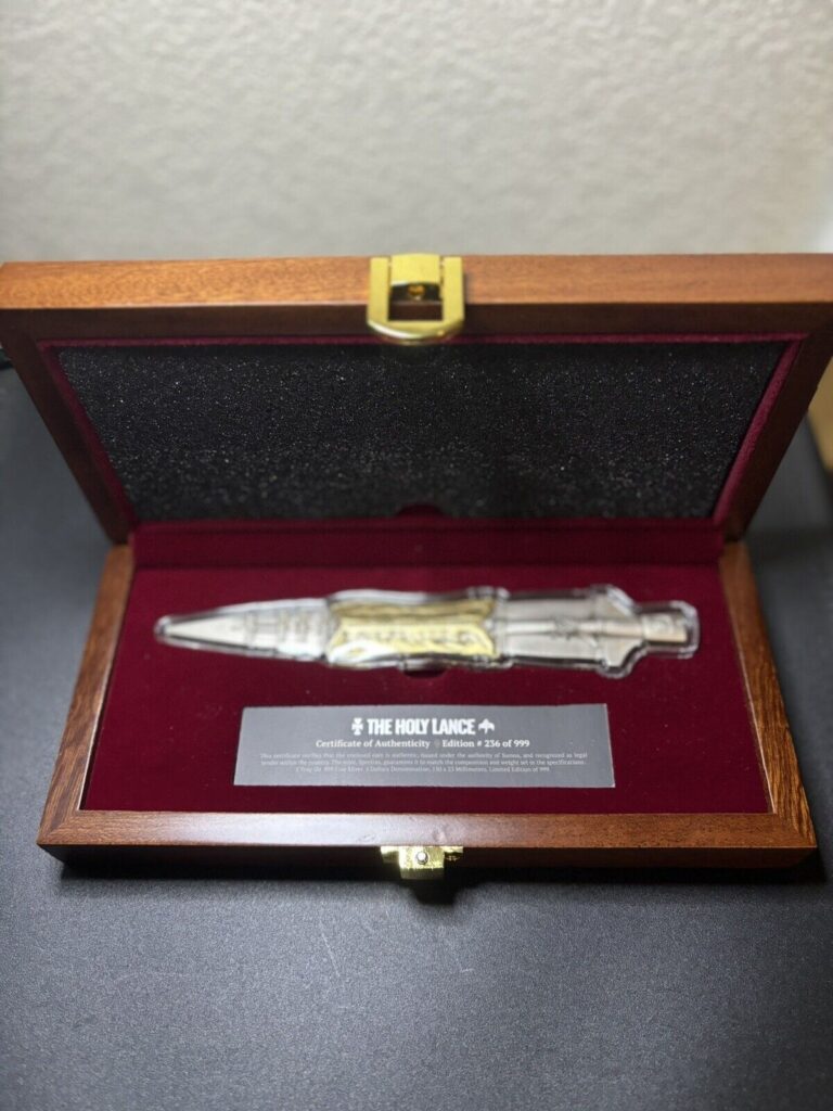 Read more about the article 2024 Samoa 2 oz Silver Antiqued and Gilded The Holy Lance Spear of Destiny Coin