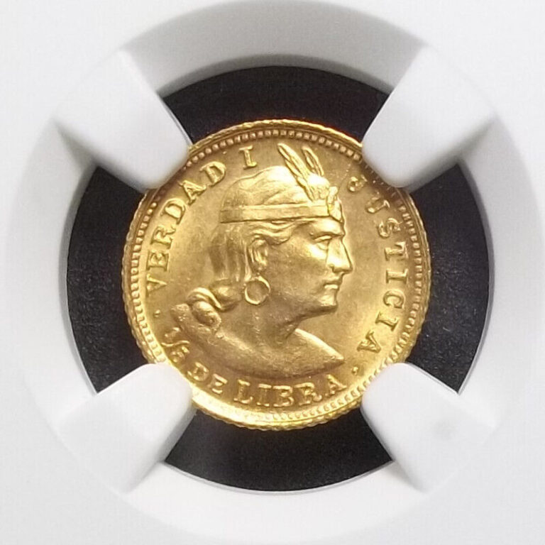 Read more about the article PERU – 1/5 LIBRA GOLD – 1914 POZG – NGC MS66 – HIGH GRADE – KM-210