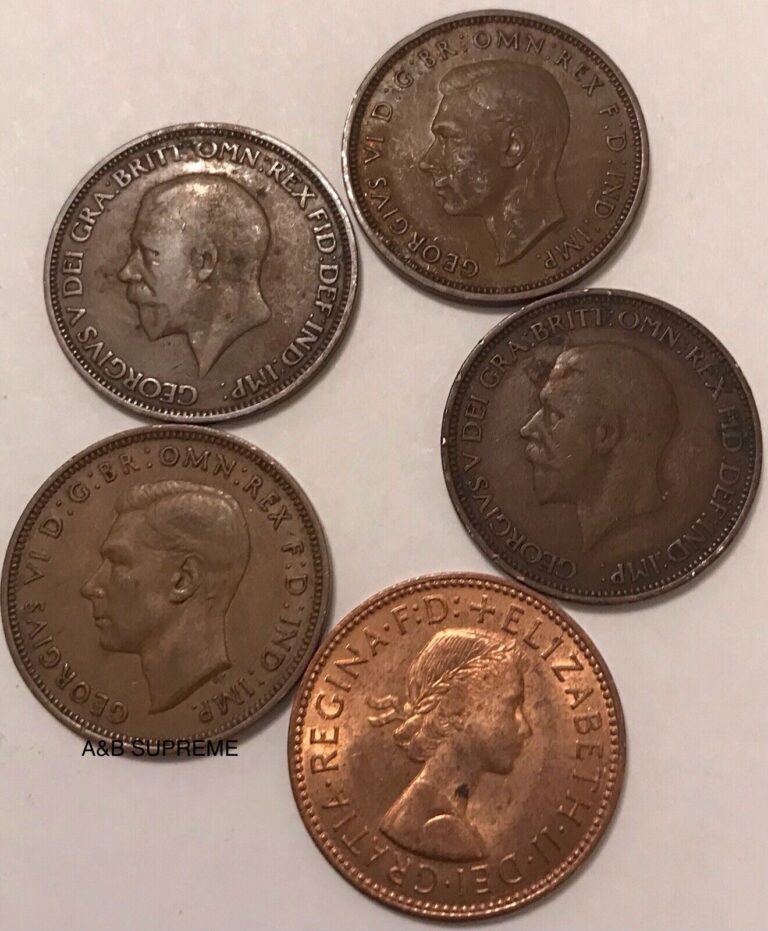 Read more about the article 1895-1967 United Kingdom British Large Half Penny 5-Coin Lot Cents AG Or Better