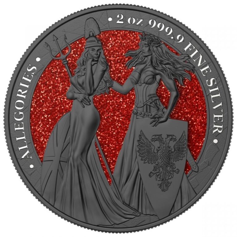 Read more about the article 2019 The Allegories Britannia Germania  2 Oz. Ruthenium and Red Diamond Dust