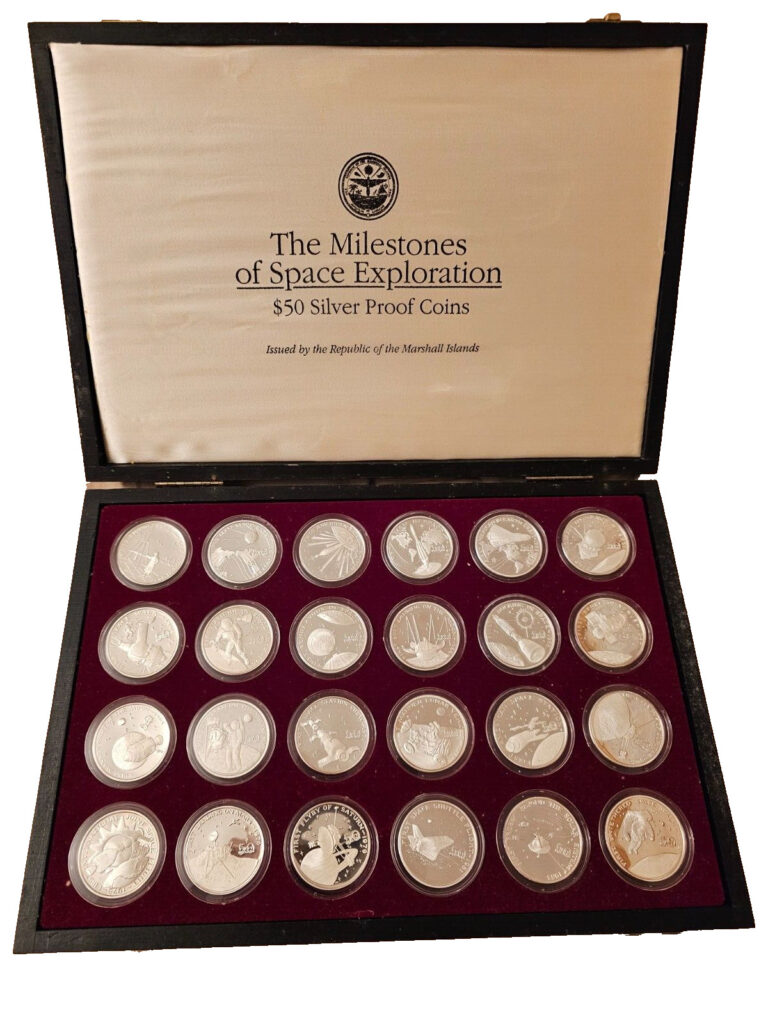 Read more about the article Marshall Islands Milestones of Space Exploration $50 24 Silver Coin Set Box  COA