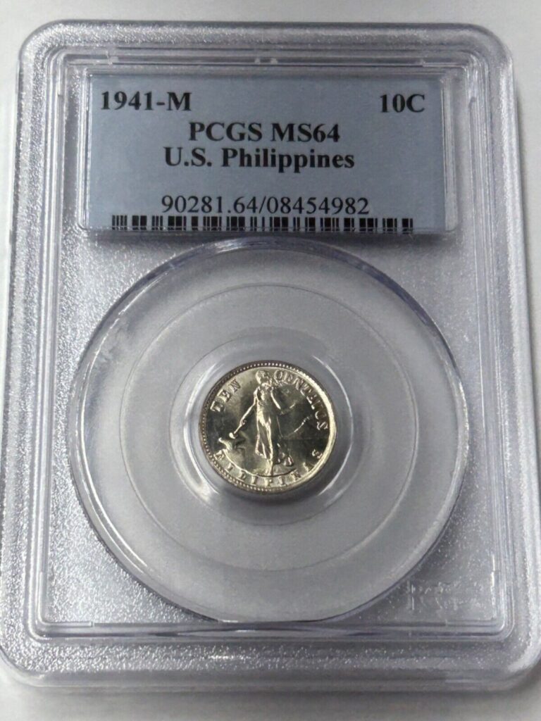 Read more about the article 1941 M US Philippines Ten Centavos PCGS MS64 (PCGS Population 92)