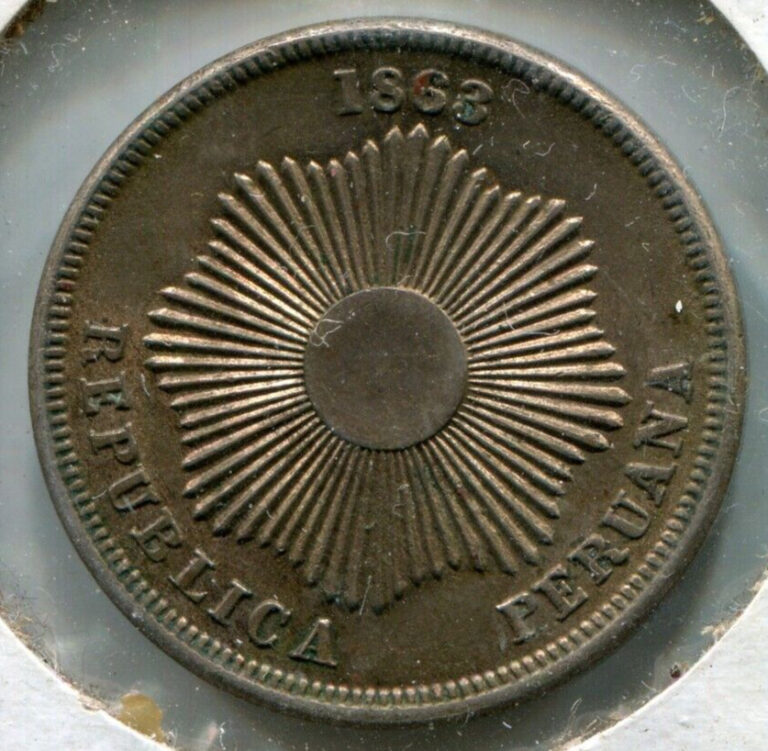 Read more about the article 1863 Peru Republic Peruvian Dos Centavos Coin 2 Cents 25mm
