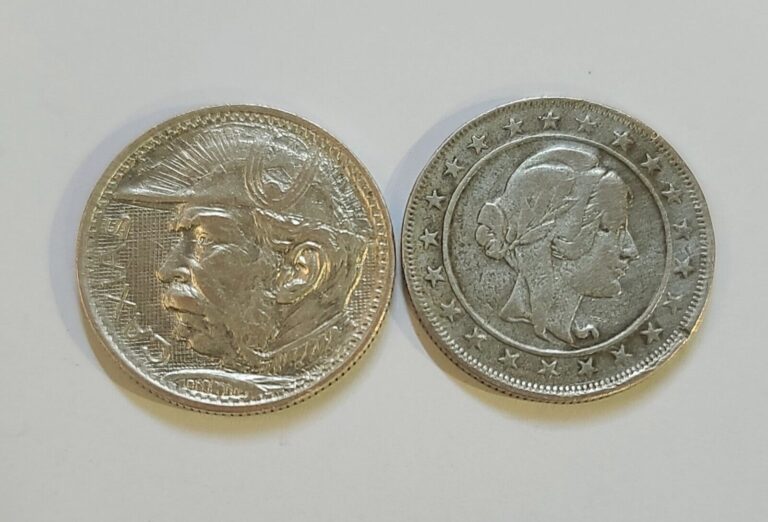 Read more about the article Brazil Coins 2000 Mil Reis Silver 2 Coin 1924 1935  🇧🇷