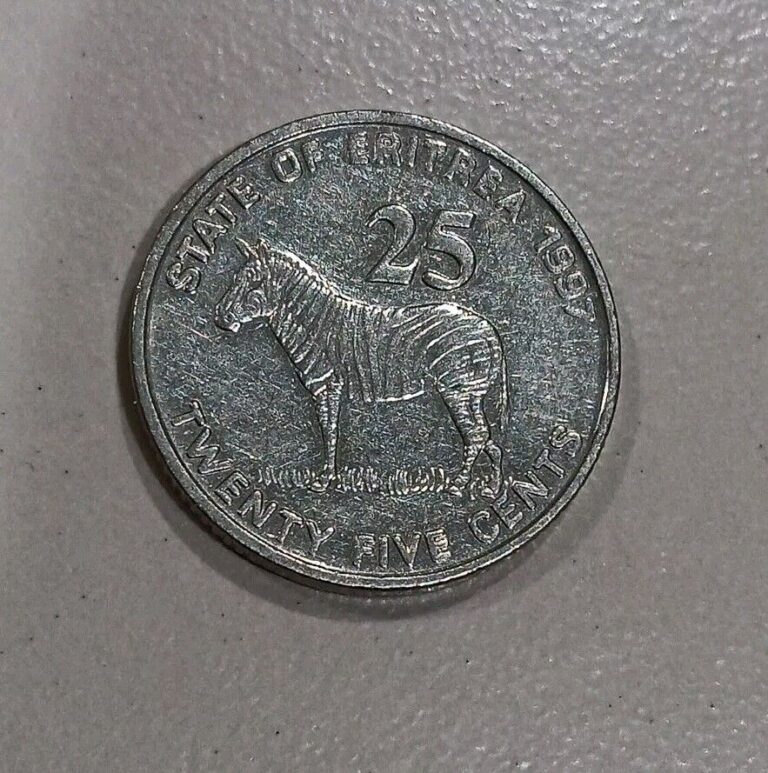 Read more about the article Eritrea 25 Cents coin  1997 	Grevy’s zebra nice animal coin Zebra  uncirculated