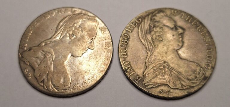 Read more about the article AUSTRIA Two Large Silver Coins. Maria Theresa 780 1 Thaler  Restrikes.