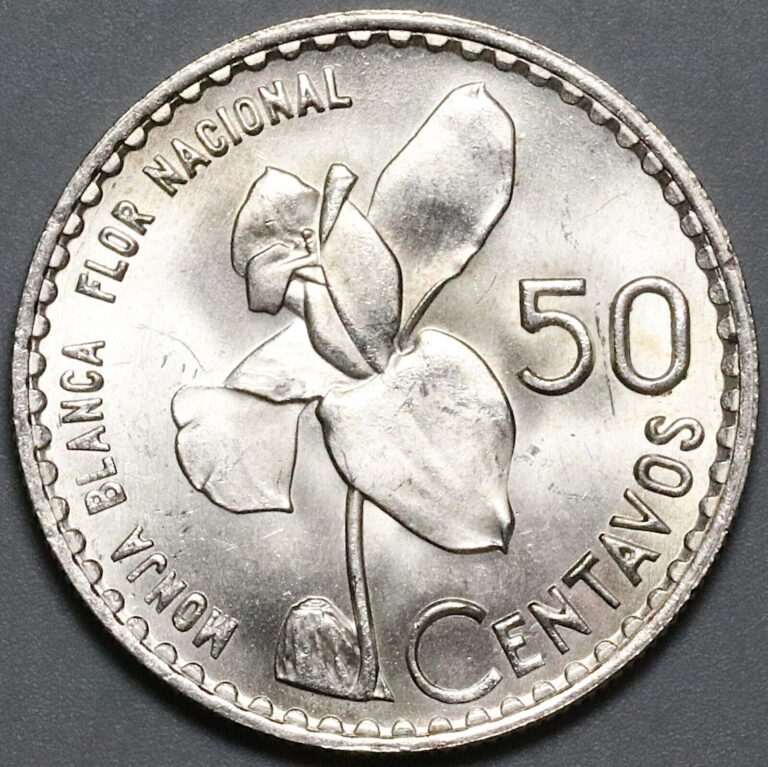 Read more about the article 1963 Guatemala 50 Centavos BU White Nun Orchid Flower Silver Coin (23081603R)