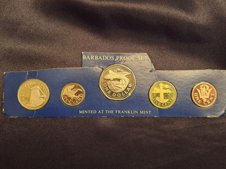 Read more about the article 1976 BARBADOS – 5 PROOF COINS -Franklin Mint – *NOT A  COMPLETE SET* Please read