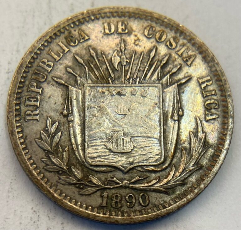 Read more about the article Costa Rica 1890 25 Centavos Silver Coin KM #130