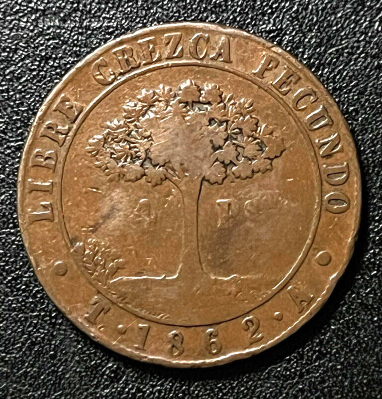 Read more about the article 1862 Honduras 4 Pesos Bronze Coin Rare