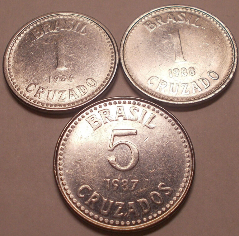 Read more about the article Brazil Lot of 3 Coins 1986-87-88  1 1 5 Cruzado(s)