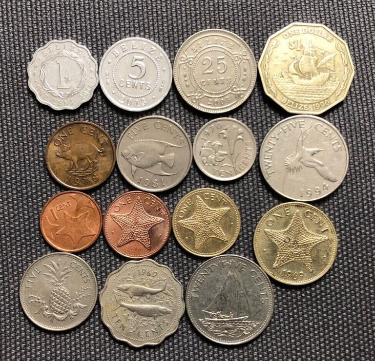 Read more about the article Belize 🇧🇿 Bermuda 🇧🇲 Bahamas 🇧🇸 Lot Of 15  World Foreign Coins