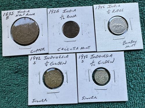 Read more about the article (5) India and Indonesia International Foreign Coins 1835-1946  Some Silver