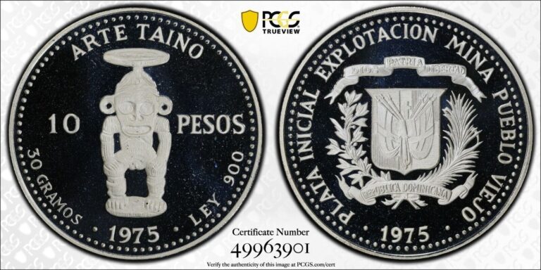 Read more about the article 1975 Dominican Republic – Proof Silver 10 Pesos – Arte Taino – PCGS PR68DCAM