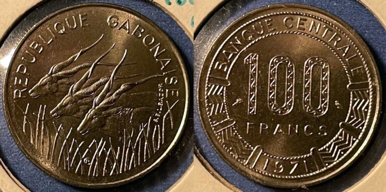 Read more about the article Gabon 1971 100 Francs Great Eland KM-12 Nickel BUNC #99 – US Seller